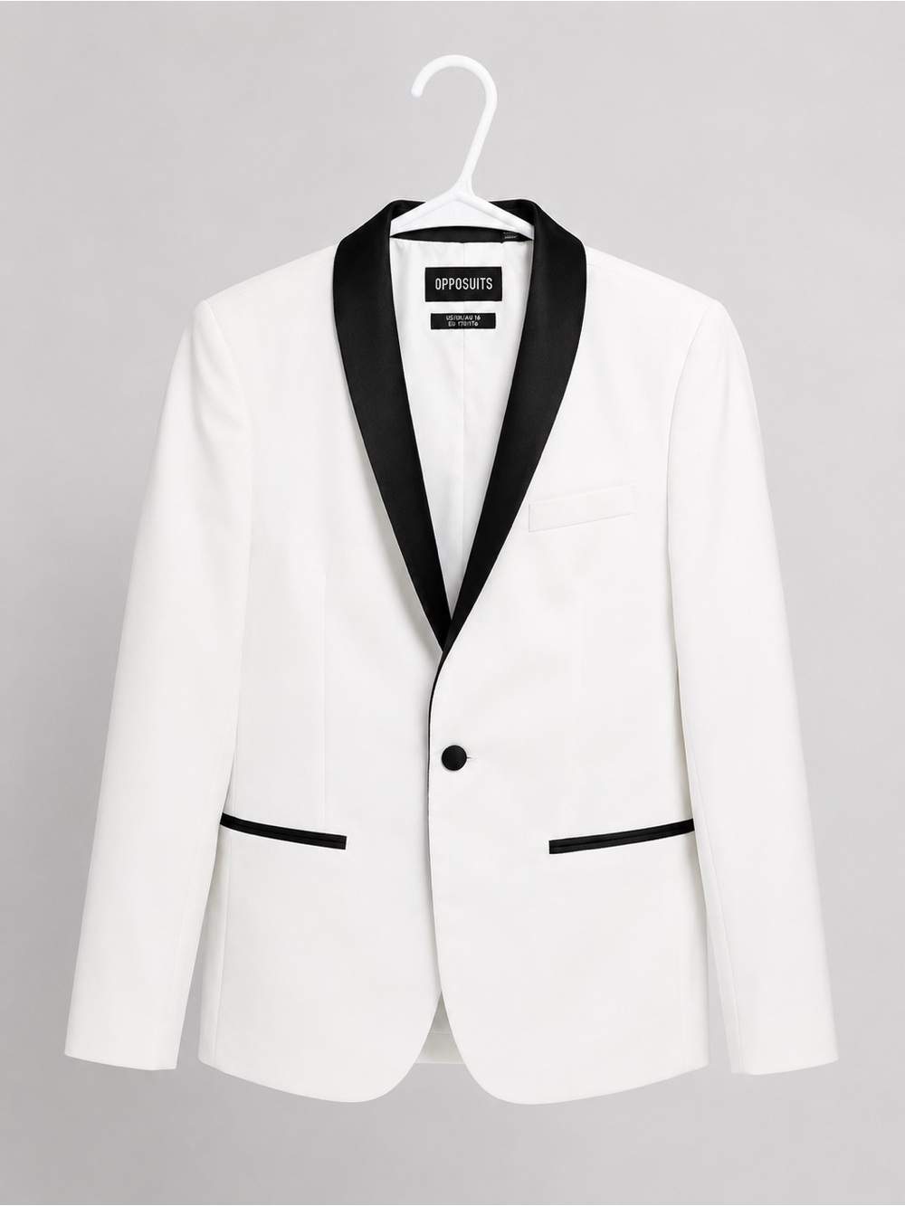 Opposuits teenager White Tuxedo Blazer with Black Trim size 16